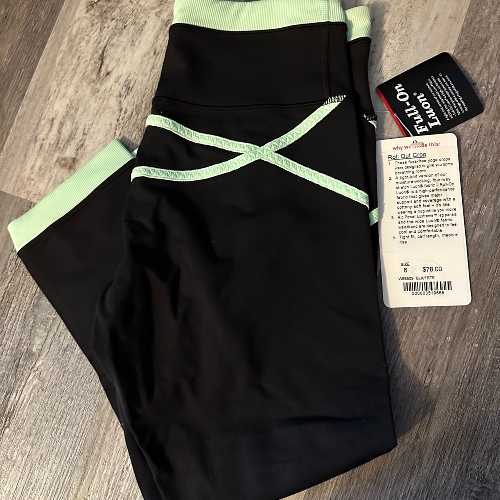 lululemon athletica Black and Mint Leggings